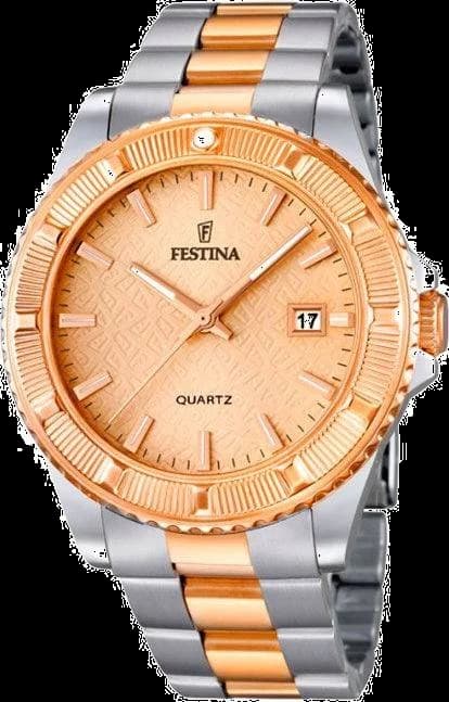 Montre Festina F16685/2 Bicolore Argent et Or Rose en Acier
