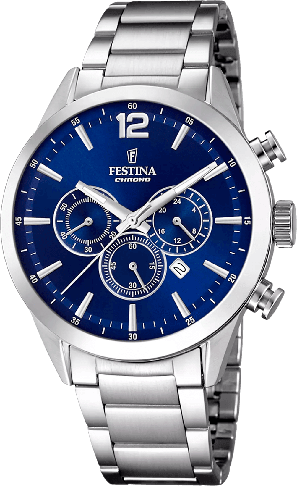 Montre Homme Festina F20343/7 Acier Argenté et Cadran Bleu Multifonctions