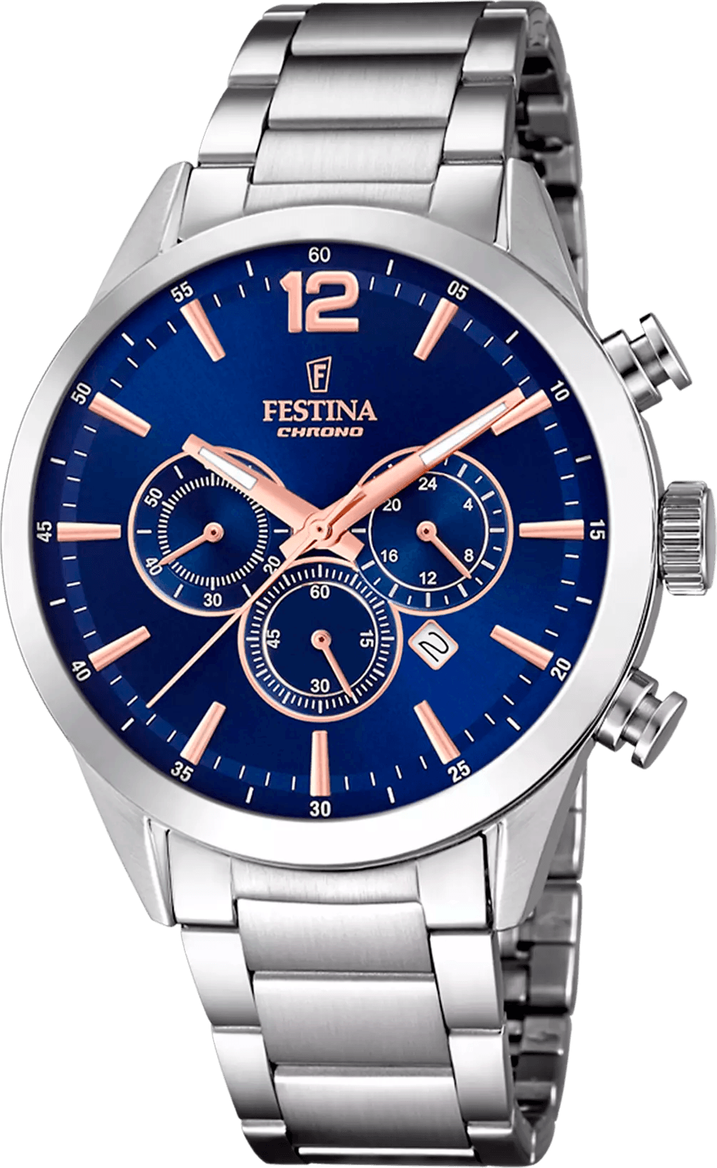 Montre Homme Festina F20343/9 Acier Argenté et Cadran Bleu
