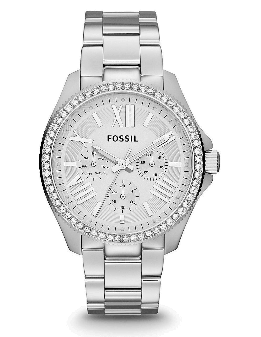 Montre Femme Fossil AM4481 Argentée avec Strass et Bracelet Acier