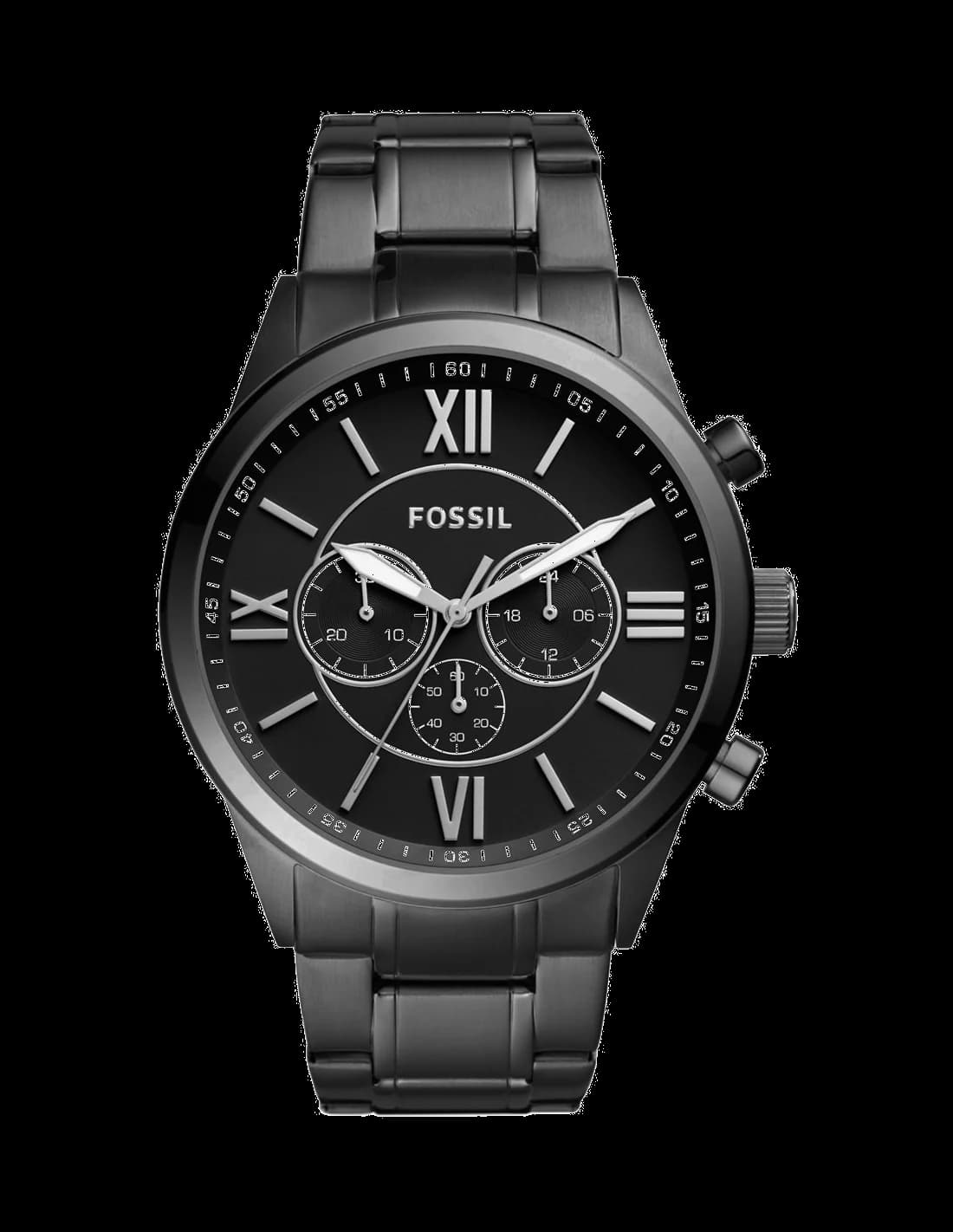 Montre Fossil BQ1127IE Flynn en Acier Noir et Bracelet Cuir