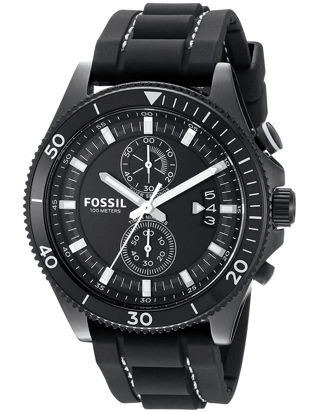 Montre Chronomètre Fossil Wakefield CH3010 Bracelet silicone noir