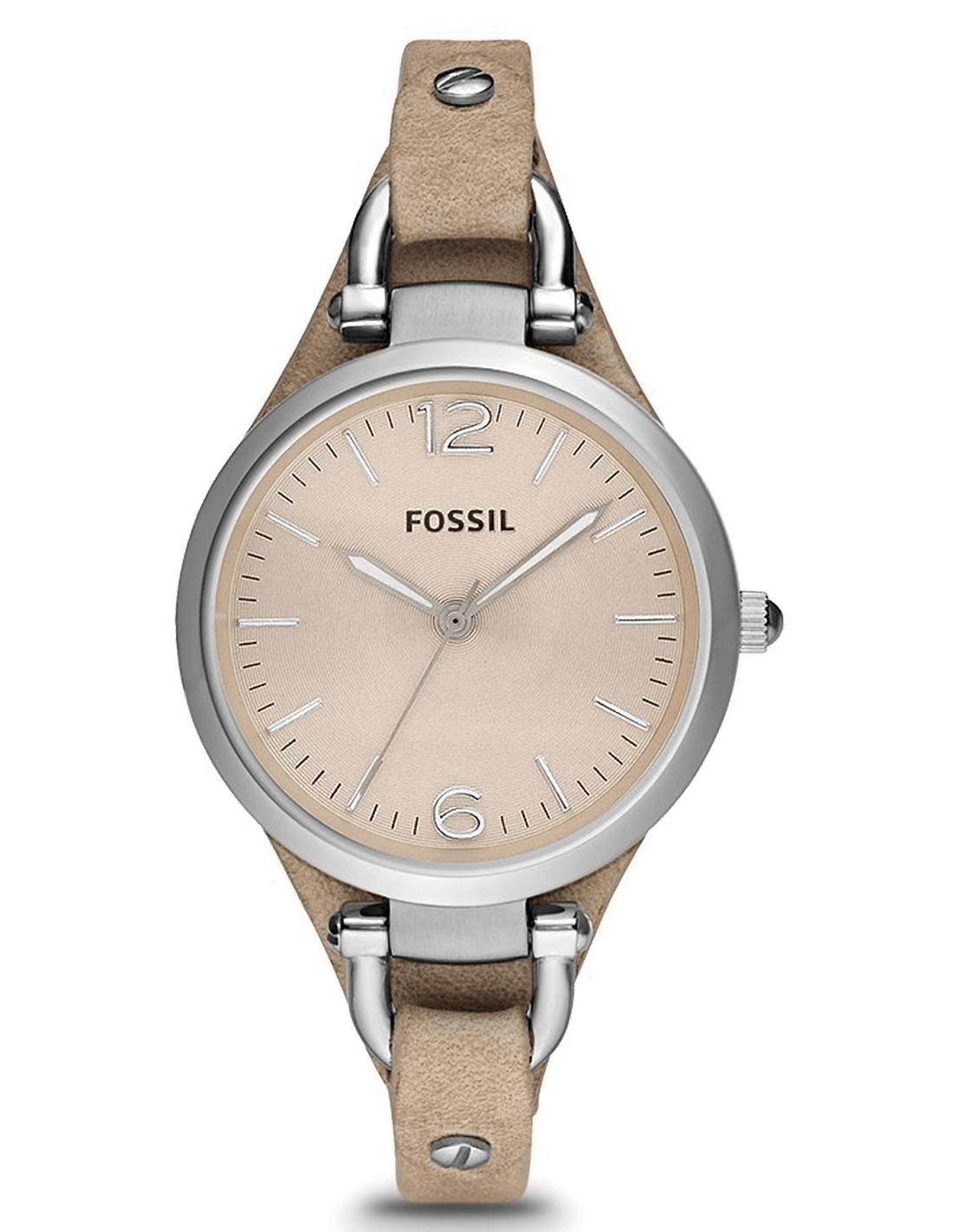 Montre Femme Fossil Georgia ES2830 bracelet cuir fin crème