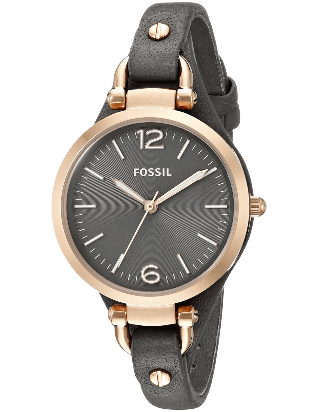 Montre Fossil ES3077 Boîtier Or Rose et Bracelet Cuir Gris