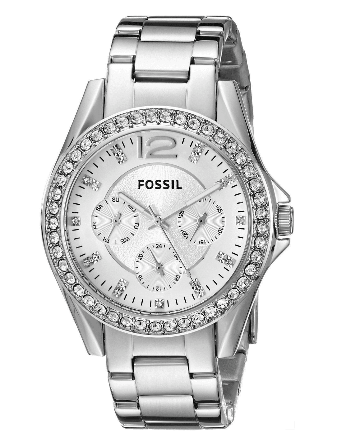 Montre Fossil ES3202 en acier argenté avec cadran orné de cristaux
