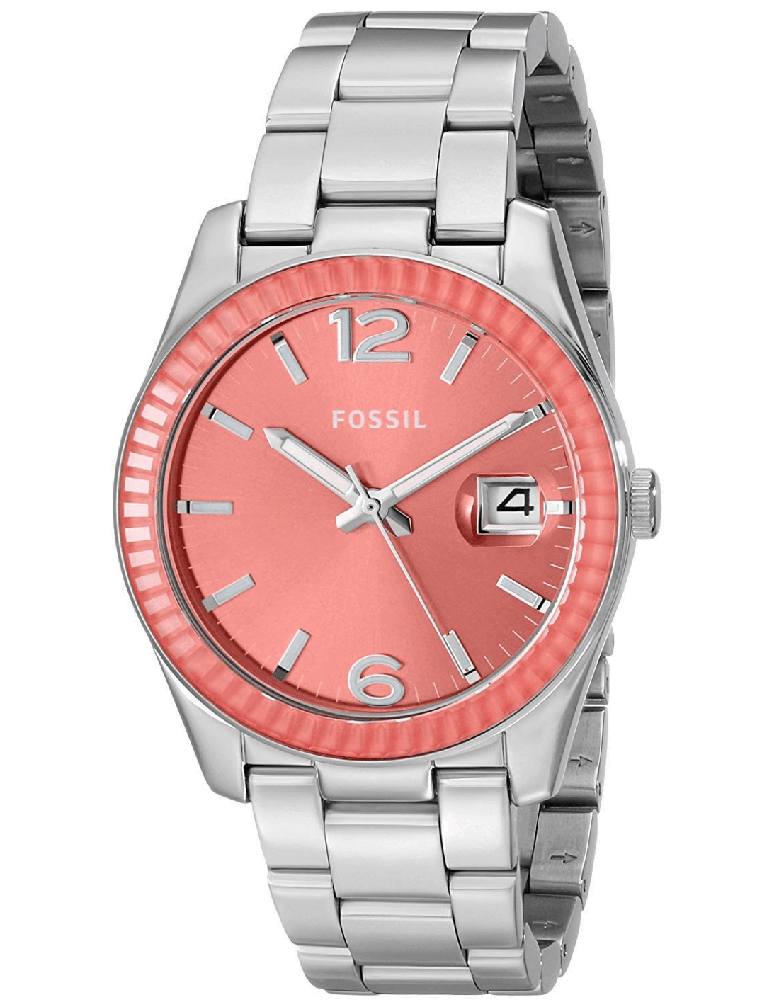 Montre Femme Fossil ES3729 Rose à Lunette Crantée