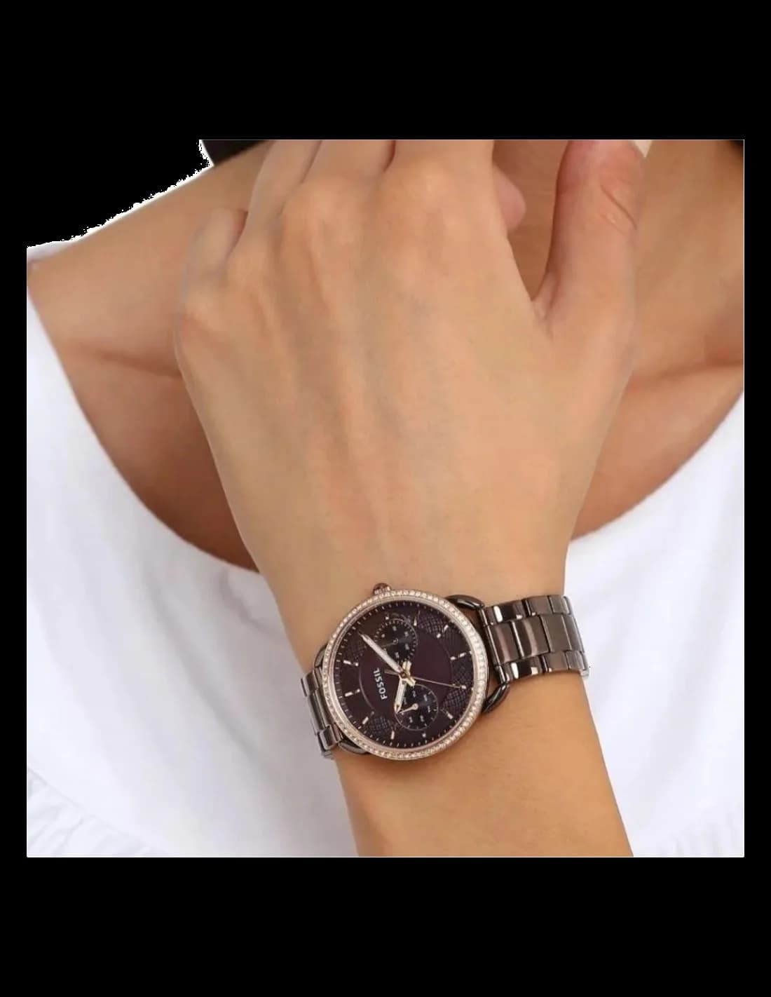 Montre Fossil ES4258 femme détail cadran marron