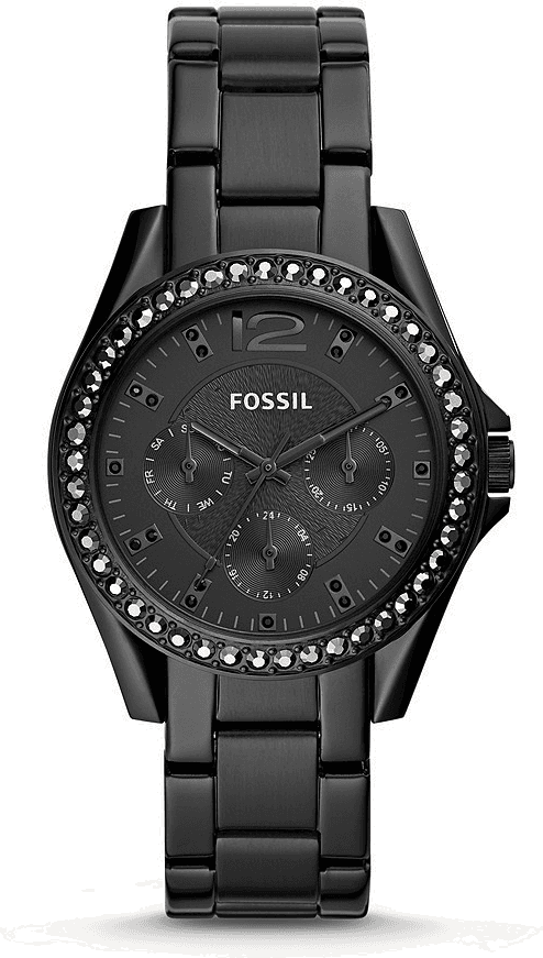 Montre Fossil ES4519 en Acier Noir avec Couronne Cristallisée