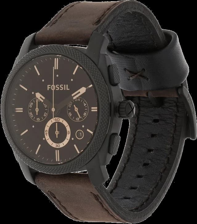Fossil FS4656 Machine profil boîtier gris 42mm bracelet marron