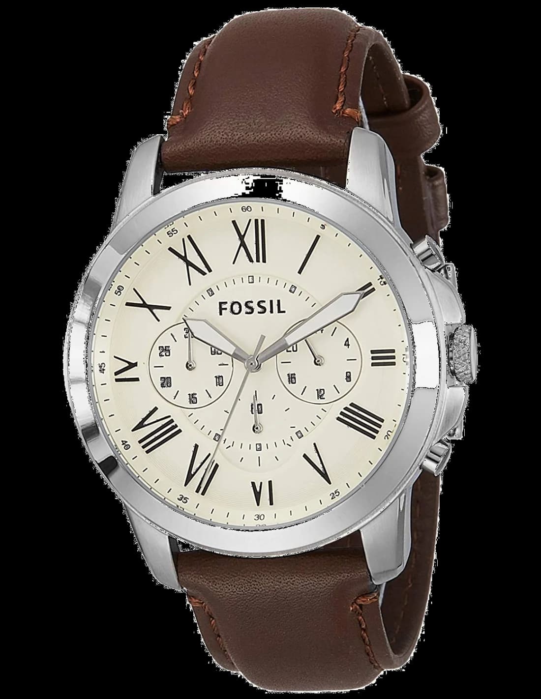 Montre Fossil FS4735 Grant en Cuir de Veau et Cadran à Trois Compteurs