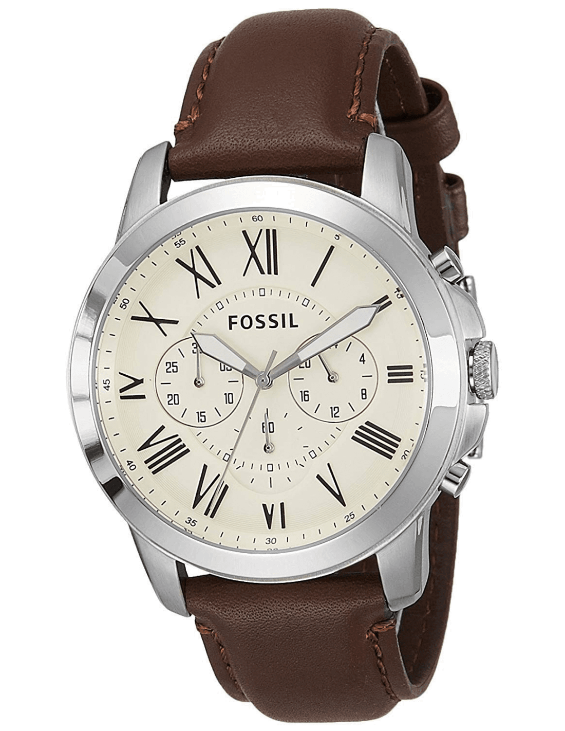 Montre Fossil FS4735 Grant en Cuir de Veau et Cadran à Trois Compteurs