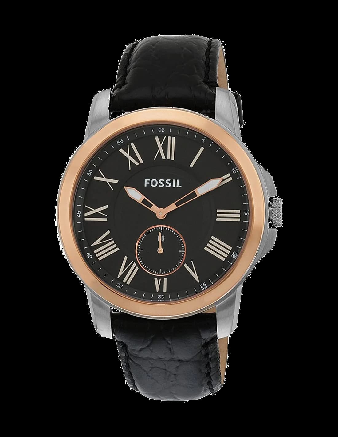 Montre Homme Fossil Grant FS4943 Bracelet Cuir Glacé Noir