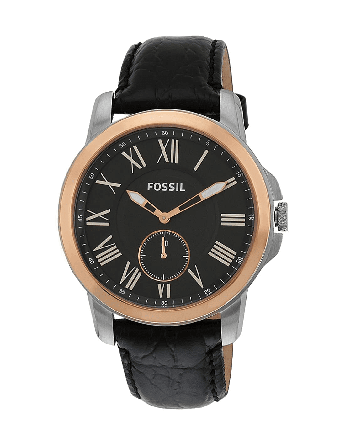 Montre Homme Fossil Grant FS4943 Bracelet Cuir Glacé Noir