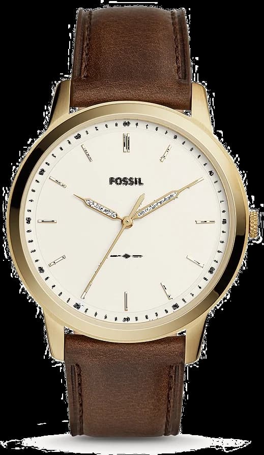 Montre pour poignet masculin Fossil FS5397 Cadran Blanc et Cuir Marron