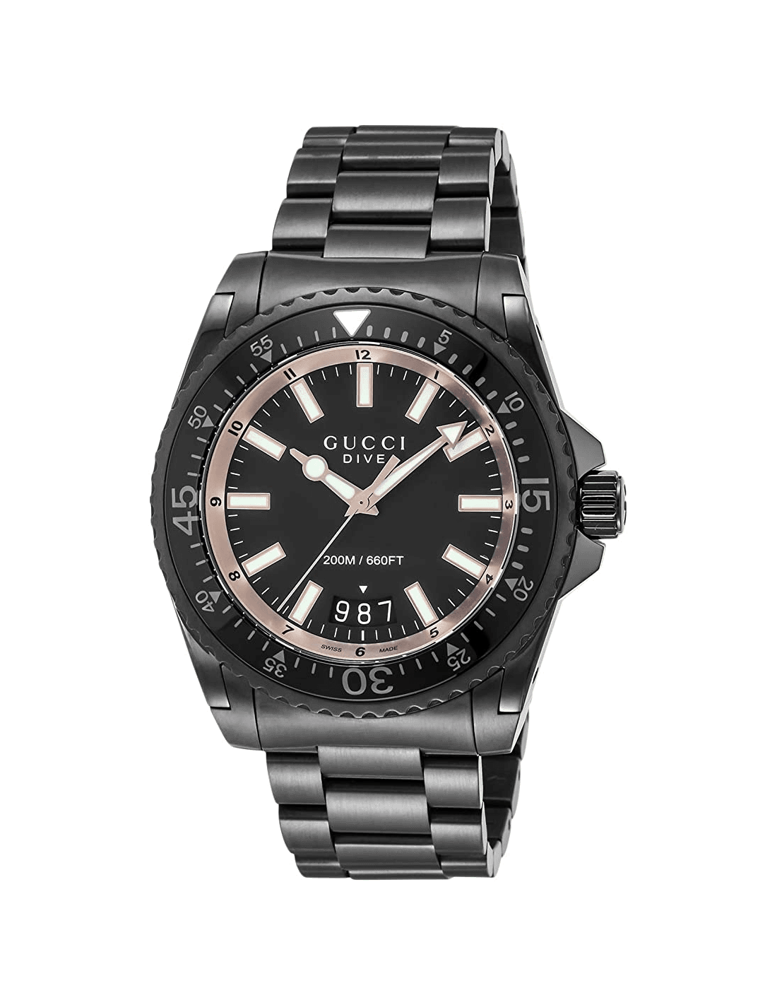 Montre Homme Gucci Dive YA136213 bracelet en acier inoxydable noir