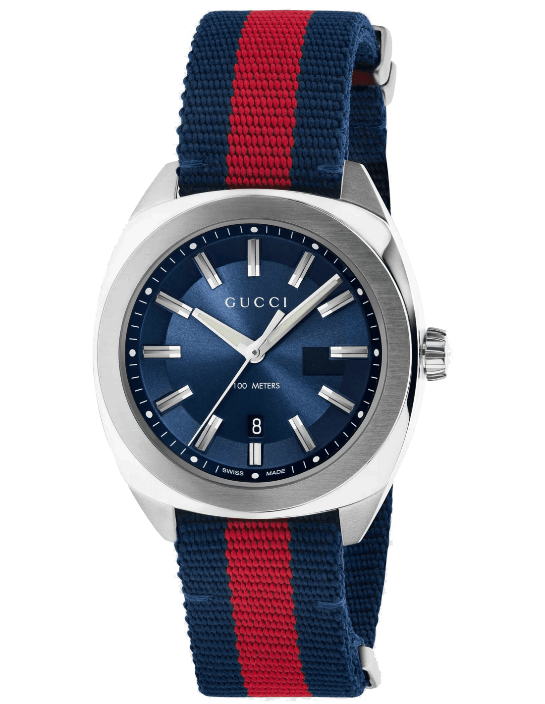 Montre Homme Gucci YA142304 Bracelet nylon bleu et rouge
