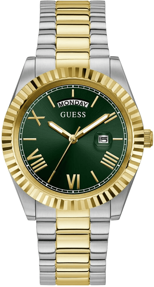 Montre Homme Guess Connoisseur GW0265G8 bracelet acier bicolore cadran vert