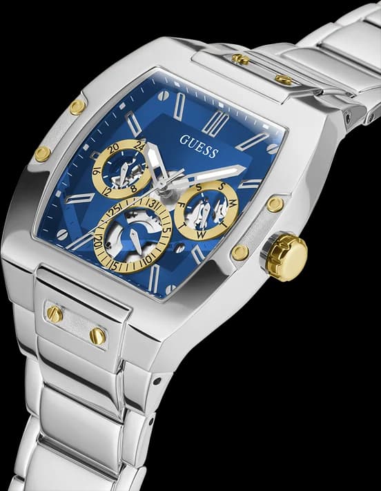Montre Homme Guess Phoenix GW0456G5 bracelet acier argent cadran bleu multifonction vue 3