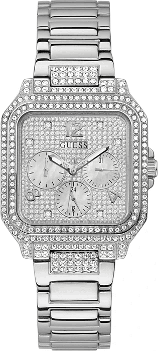 Montre Femme Guess Deco GW0472L1 bracelet acier argent boitier carré orné de strass