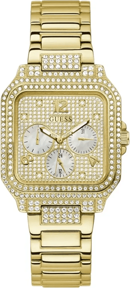 Montre Femme Guess Deco GW0472L2 bracelet acier doré cadran multifonction orné de strass