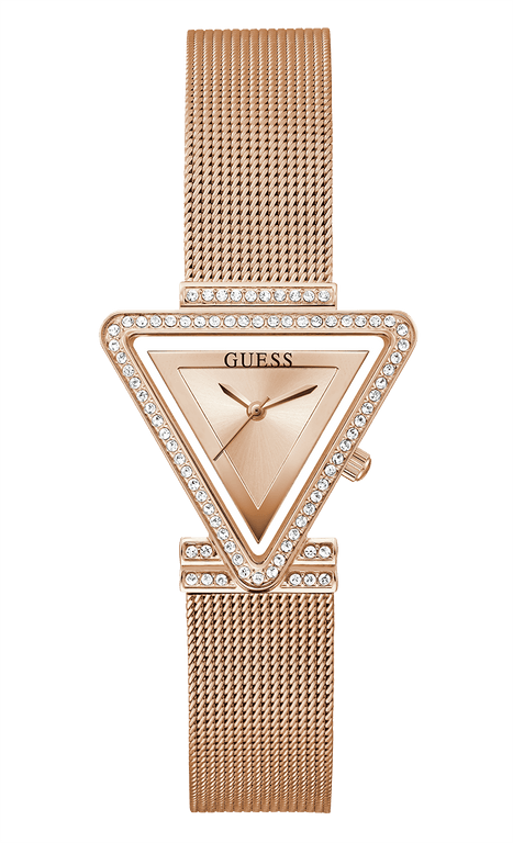 Montre Femme Guess GW0508L3 bracelet or rose boitier triangle orné de strass
