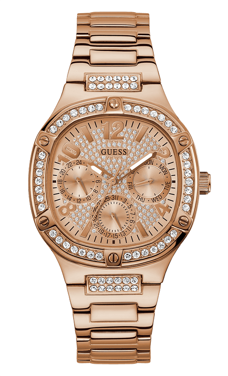 Montre Femme Guess Duchess GW0558L3 bracelet acier or rose boitier orné de strass