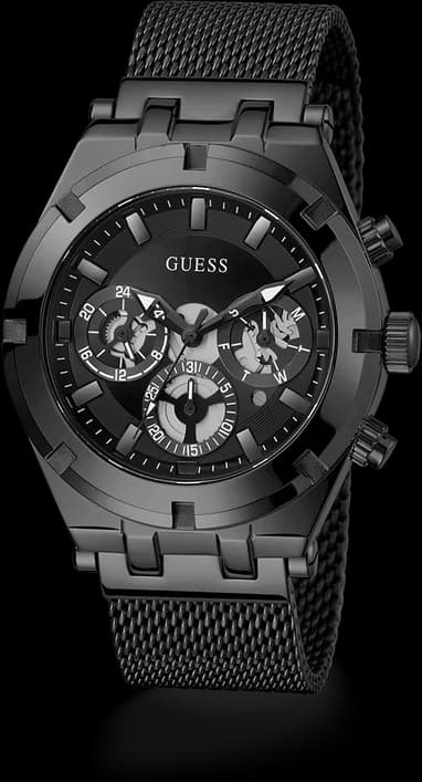 Montre Homme Guess Continental GW0582G3 bracelet maille milanaise noir en acier cadran multifonction vue 2