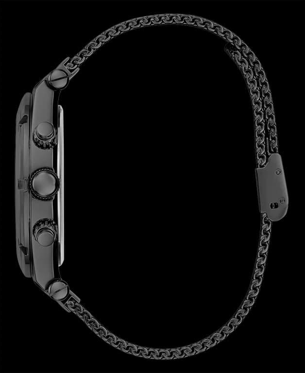 Montre Homme Guess Continental GW0582G3 bracelet maille milanaise noir en acier cadran multifonction vue 4