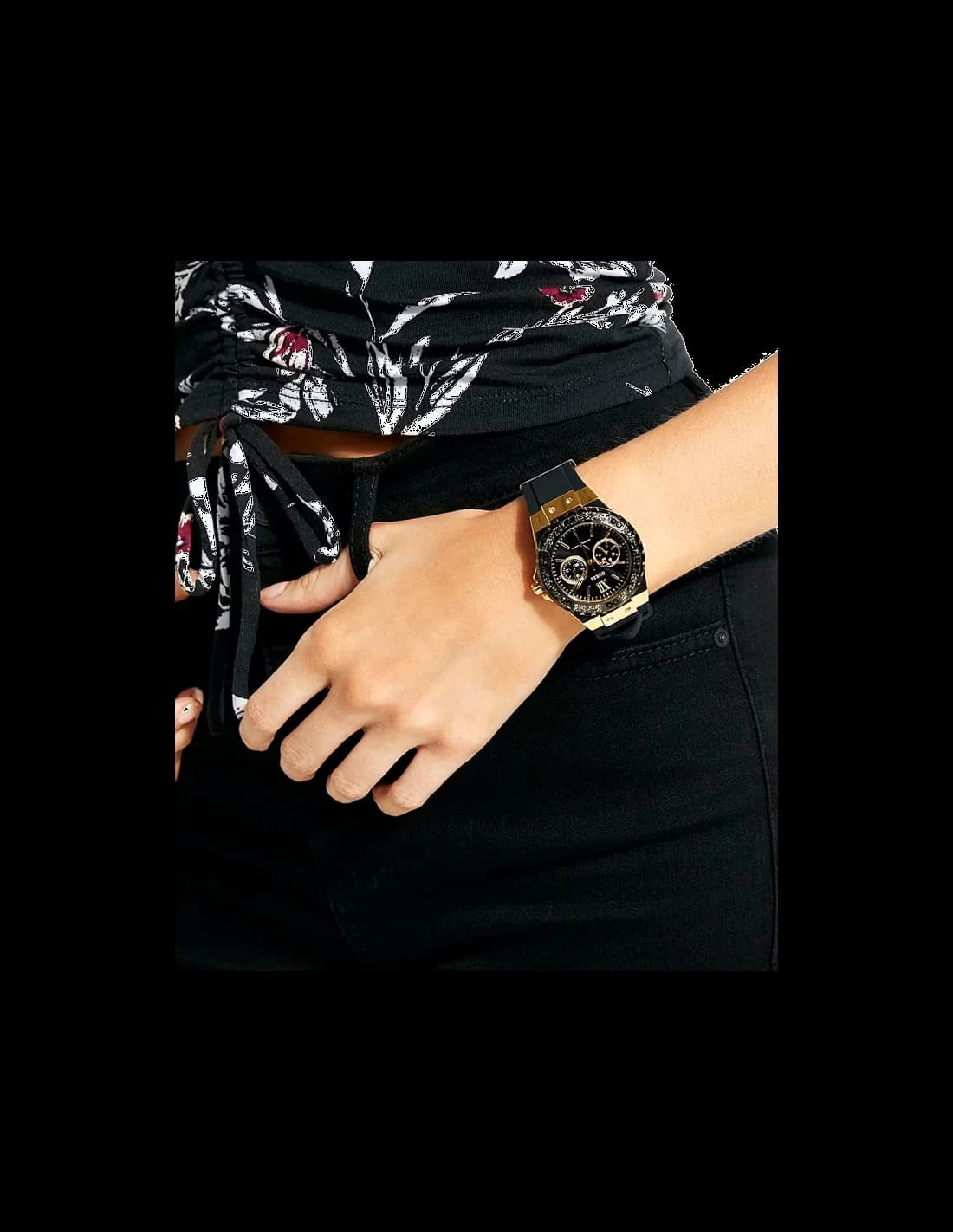 Montre Guess W1053L7 femme détail cadran noir