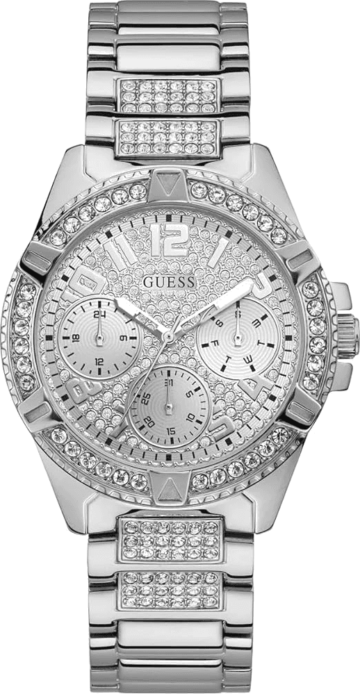 Montre Femme Guess Lady Frontier W1156L1 bracelet argent en acier boitier orné de strass