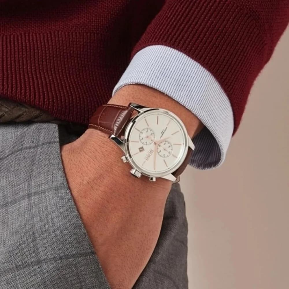 Montre Hugo Boss 1513280 homme détail cadran argent