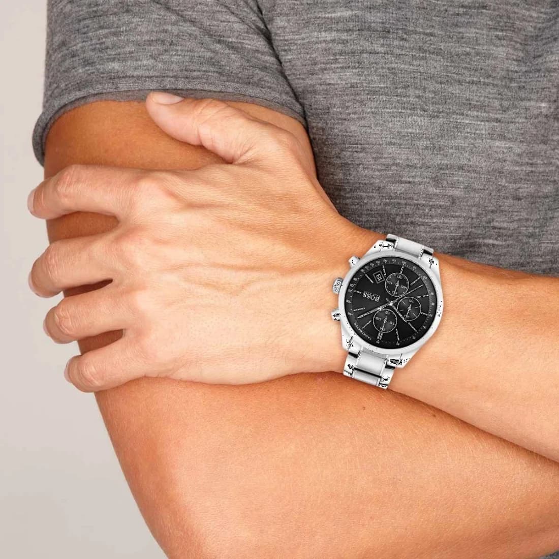 Montre Hugo Boss 1513477 homme détail bracelet acier inoxydable