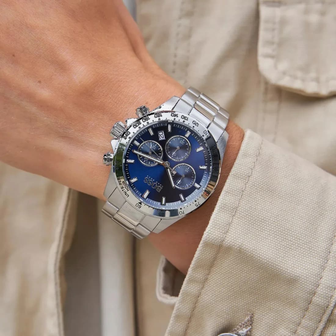 Boîtier acier Hugo Boss 1513755 fond chrono sport étanche 50m