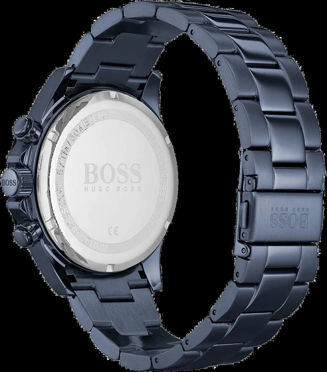 Montre Hugo Boss 1513758 cadran bleu nuit analogique index chronographe gros plan