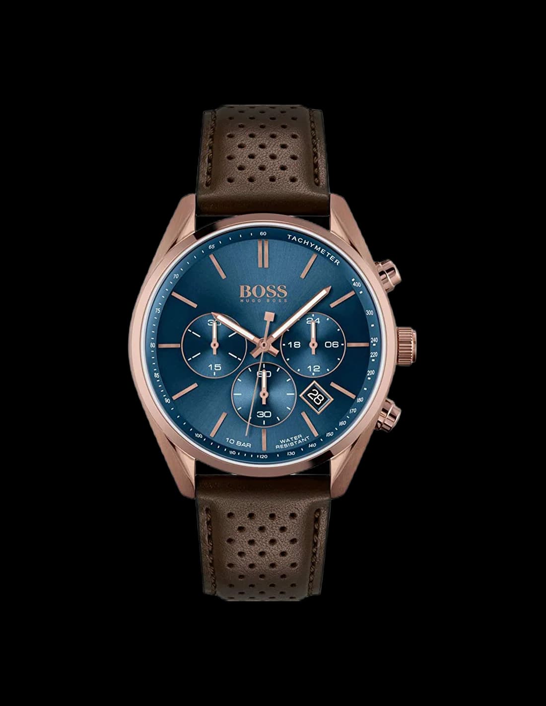 Montre Homme Hugo Boss Champion 1513817 bracelet en cuir perforé marron