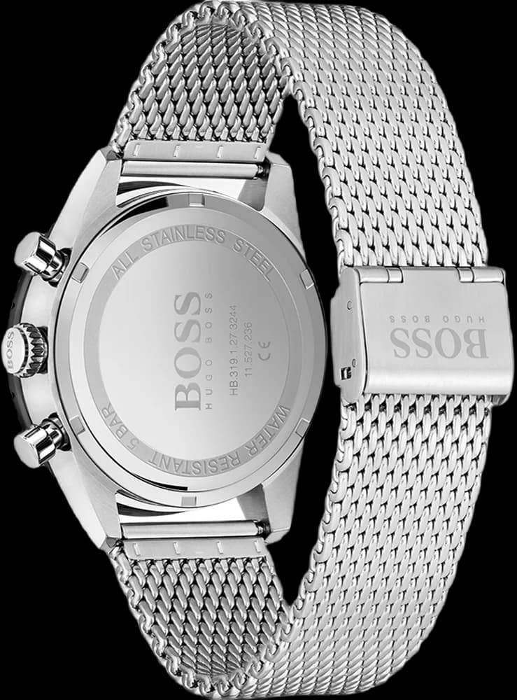 Cadran noir montre Hugo Boss 1513886 index chronographe 44mm