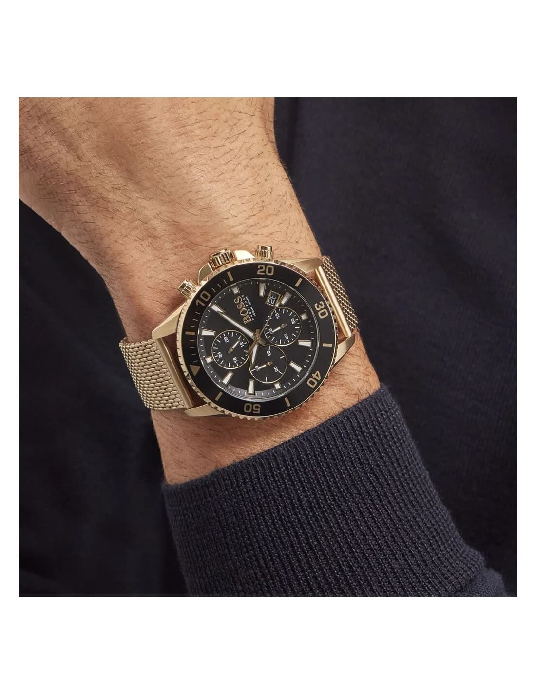 Hugo Boss 1513906 Admiral montre sport homme boîtier or profil lateral