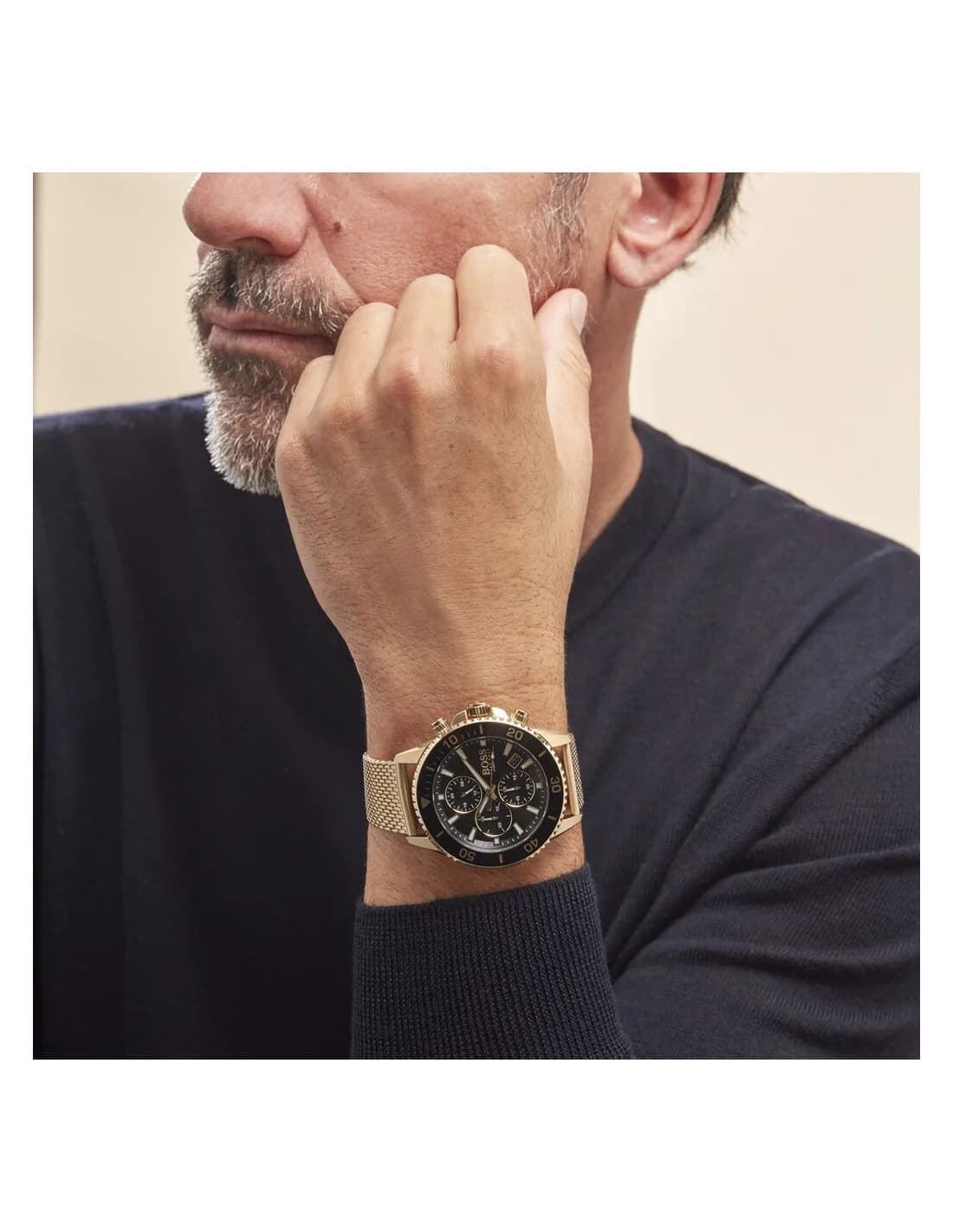 Cadran noir montre Hugo Boss Admiral 1513906 index chronographe acier inoxydable