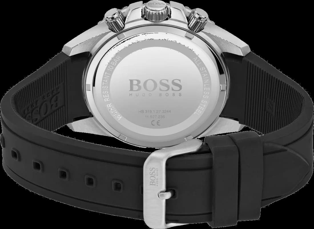 Montre Hugo Boss Admiral 1513912 bracelet caoutchouc noir 22mm profil