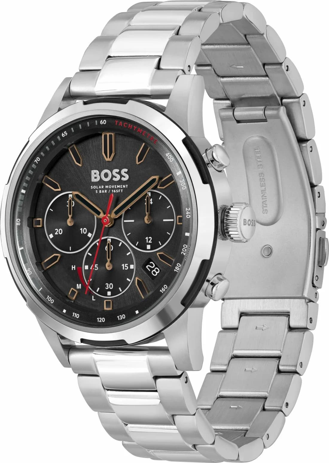 Hugo Boss 1514032 Solgrade bracelet argent boucle déployante profil