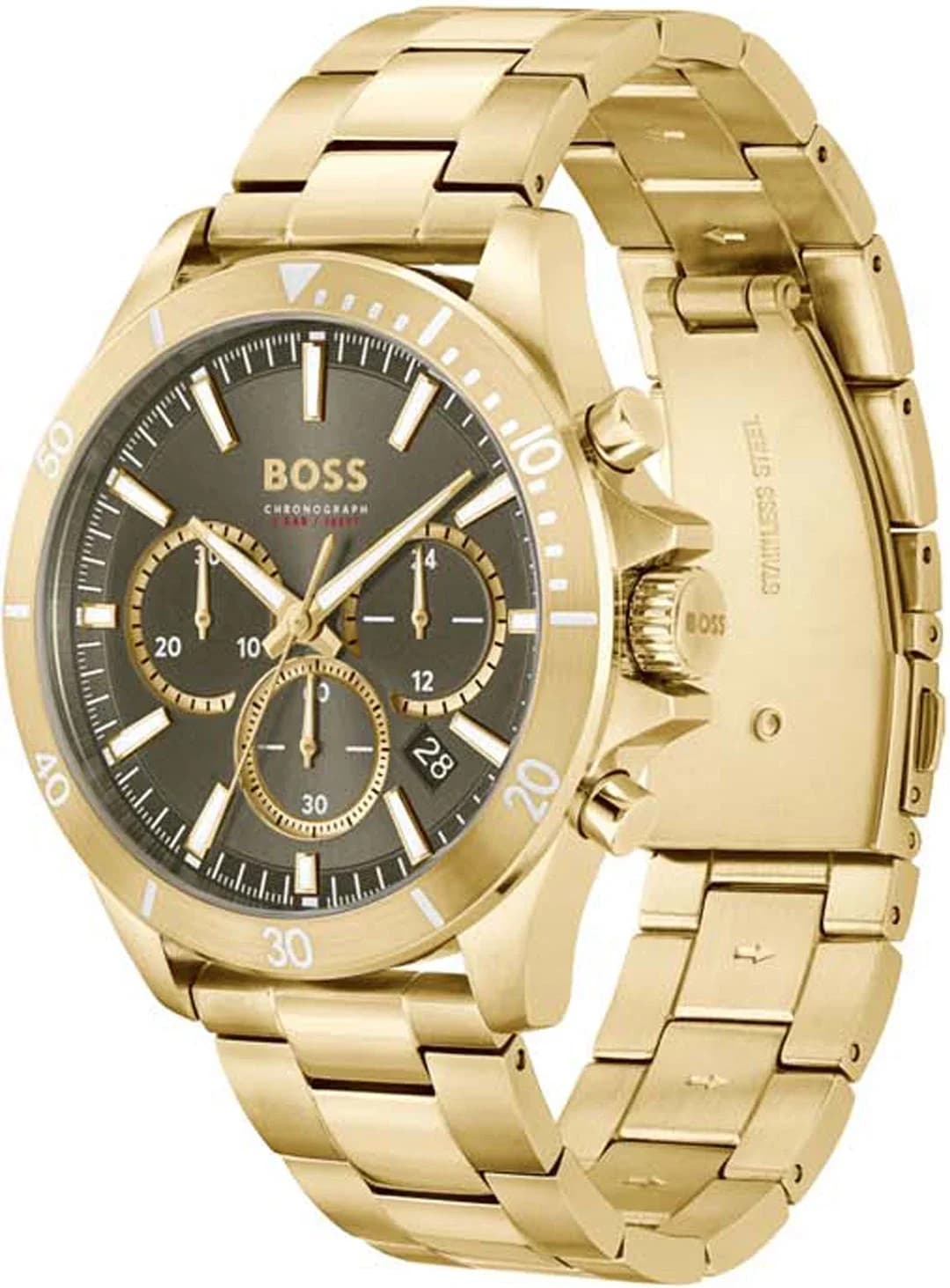 Montre Hugo Boss 1514059 Troper profil bracelet acier boucle déployante or