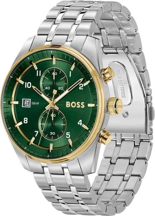 Montre Hugo Boss 1514195 bracelet argent boucle déployante profil