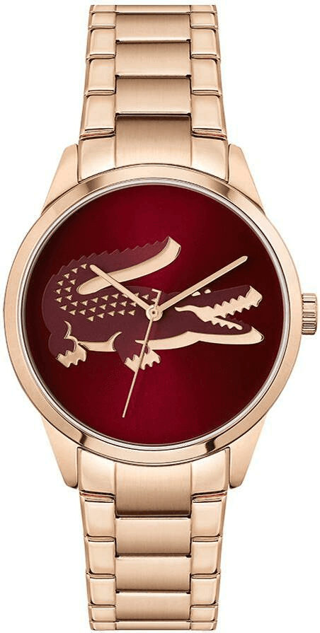 Montre Femme Lacoste Ladycroc 2001191 bracelet acier or rose cadran rouge