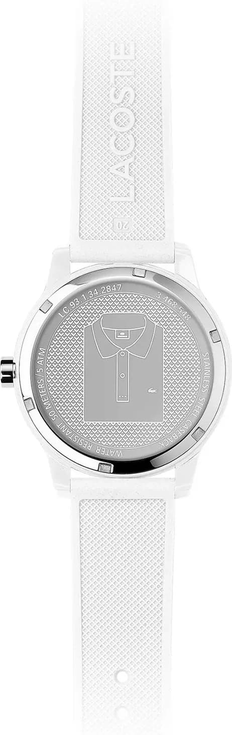Montre Lacoste 2010984 boîtier résine blanc étanche 50m verso