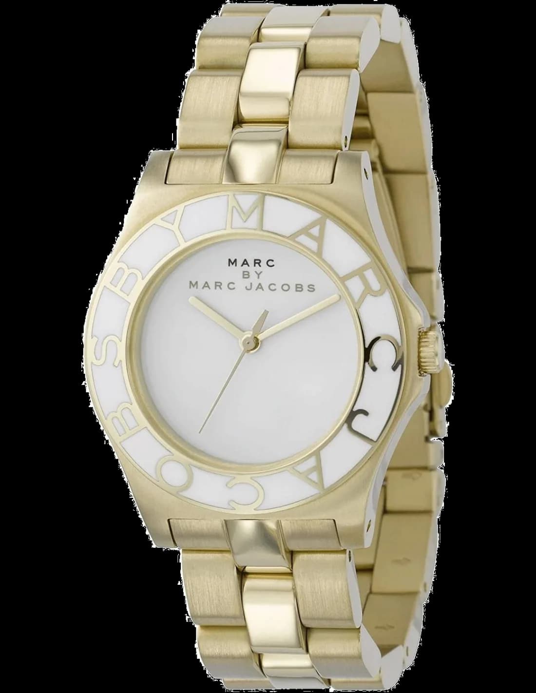 Montre Marc Jacobs MBM3050 avec cadran argenté et index cristaux lumineux, style chic et minimaliste