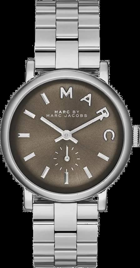 Montre Marc Jacobs MBM3329 avec cadran blanc et index noirs, style minimaliste chic