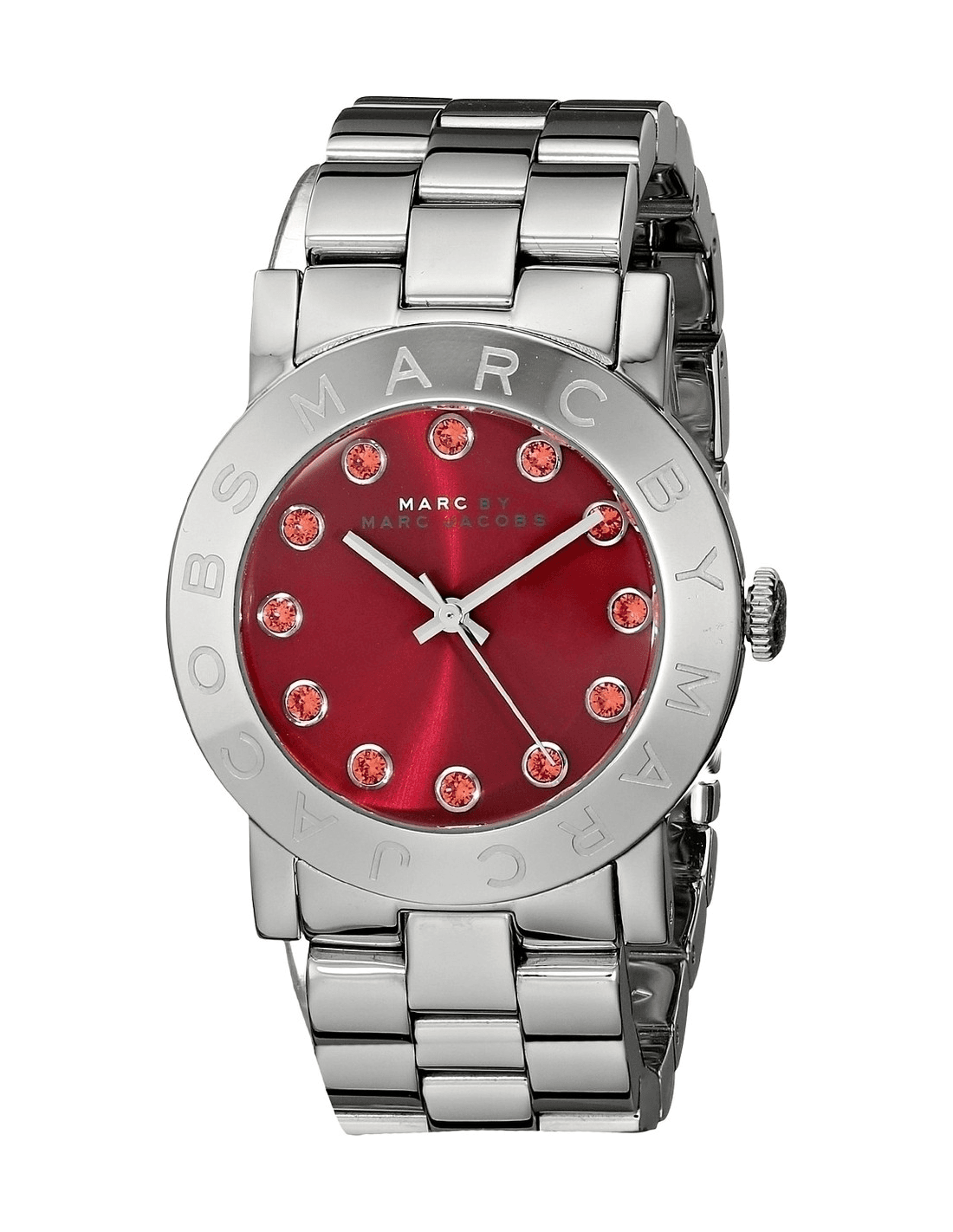 Montre Marc Jacobs MBM3333 Acier Argenté et Cadran Rouge à Cristaux