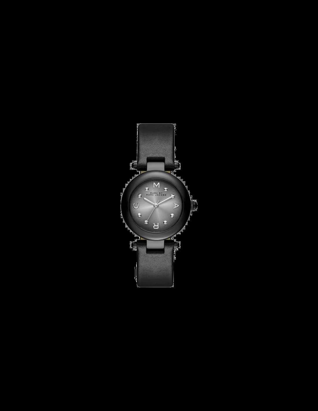 Montre Marc Jacobs MJ1415 boîtier rond noir et cadran noir avec aiguilles dorées