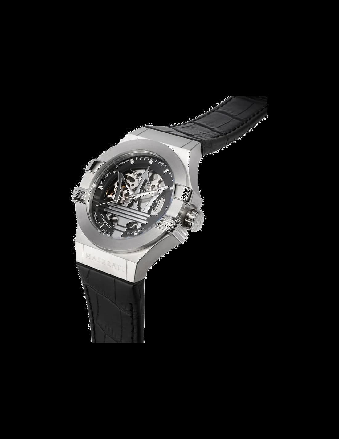 Montre Squelette Automatique Maserati Potenza R8821108001 bracelet en cuir vue 2