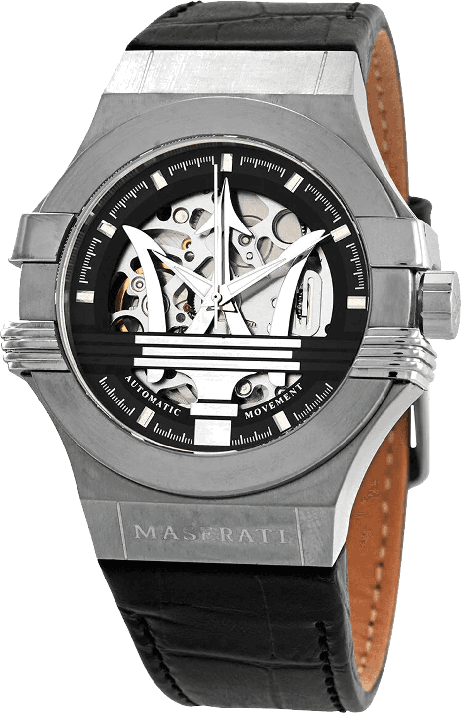 Montre Maserati R8821108038 Automatique Squelette Bracelet Cuir Noir